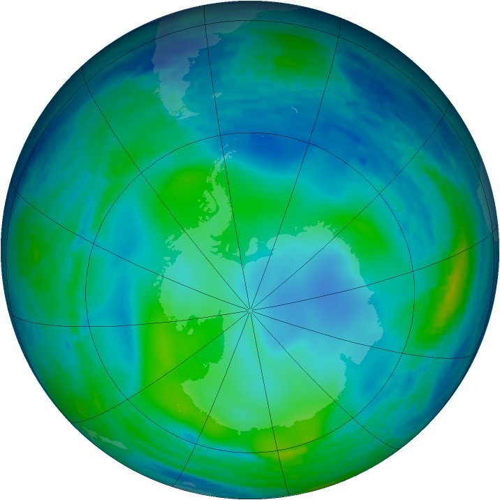 Antarctic ozone map for 28 May 1993